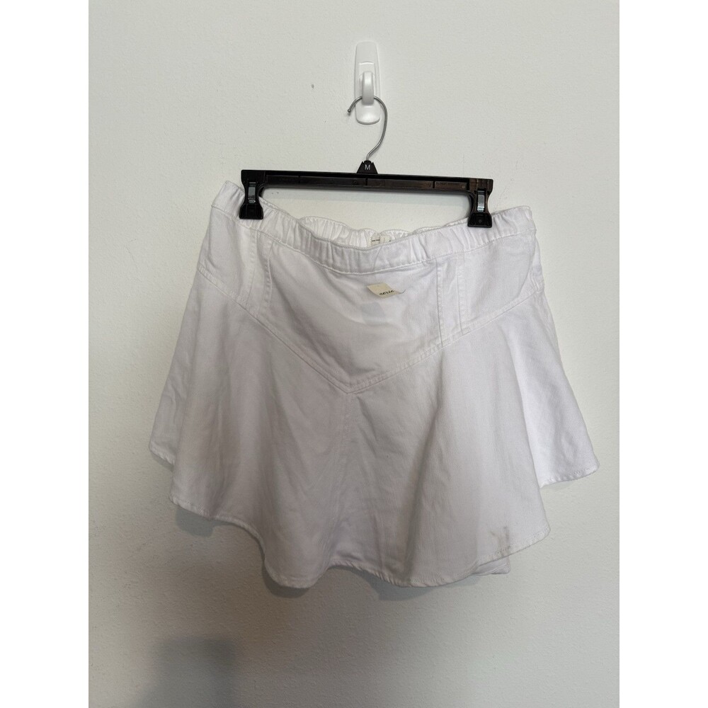 Aerie Flounce Mini Skirt Large Find Happy Everywhere White  Elastic Waist NWT